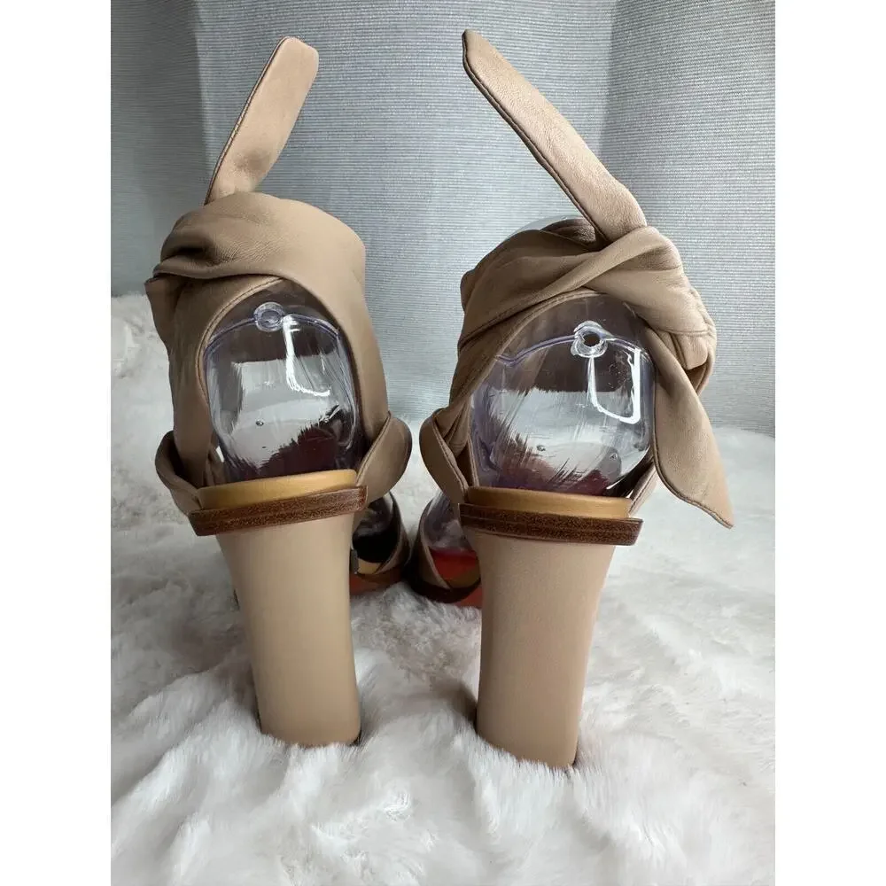 Santoni Tan Leather Straps Women's High Heel Sandal Pump Size UE 37 - Picture 7 of 16